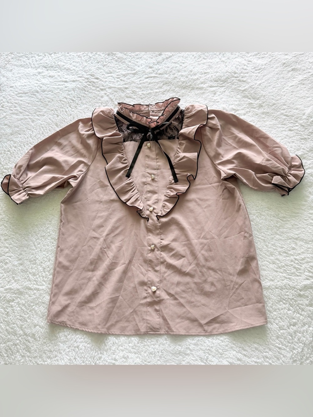 Majoretty Blouse Jirai Kei Ryosan Lolita Bow Lace Tops Japan Idol Short Sleeve M